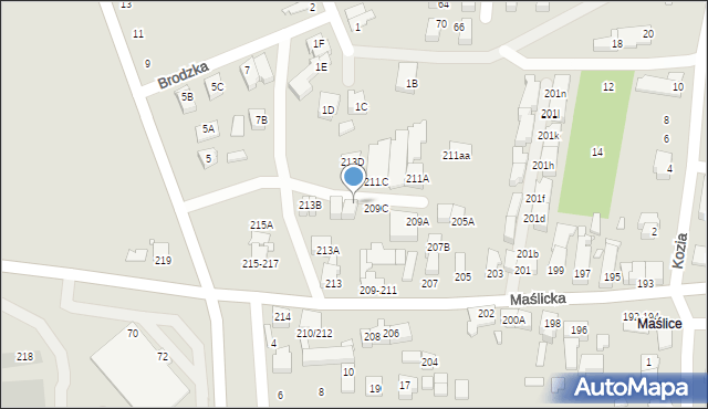 Wrocław, Maślicka, 213cc, mapa Wrocławia