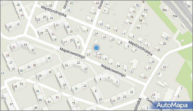 Wrocław, Majakowskiego Włodzimierza, 11A, mapa Wrocławia