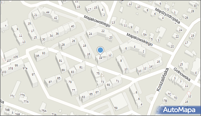 Wrocław, Majakowskiego Włodzimierza, 14, mapa Wrocławia