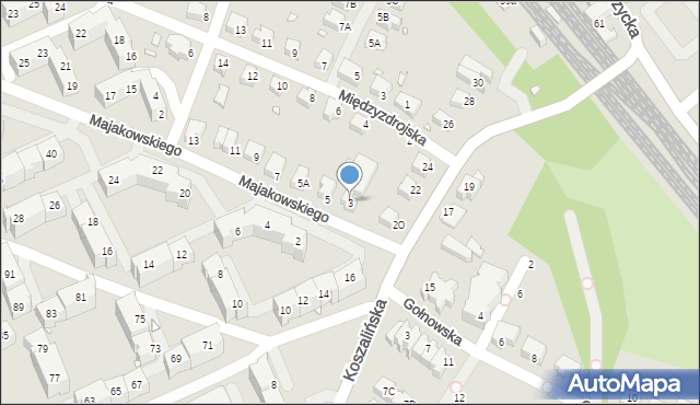 Wrocław, Majakowskiego Włodzimierza, 3, mapa Wrocławia
