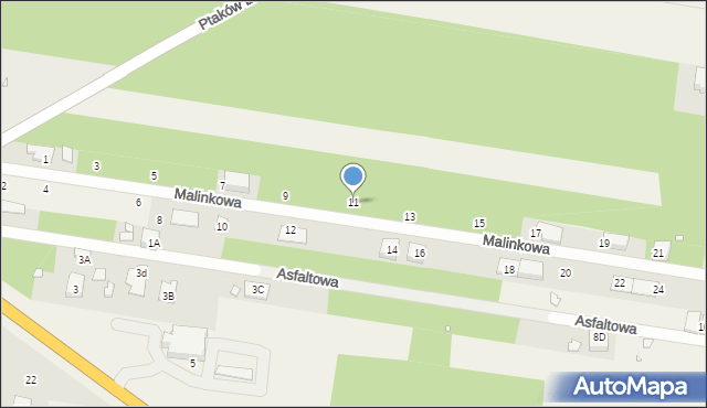 Żabieniec, Malinkowa, 11, mapa Żabieniec