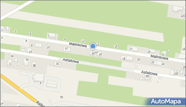 Żabieniec, Malinkowa, 14, mapa Żabieniec