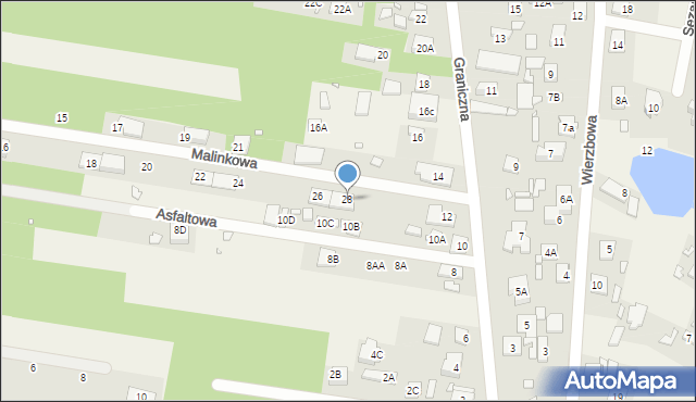 Żabieniec, Malinkowa, 28, mapa Żabieniec