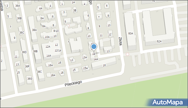 Ząbki, Malczewskiego Jacka, 14, mapa Ząbki