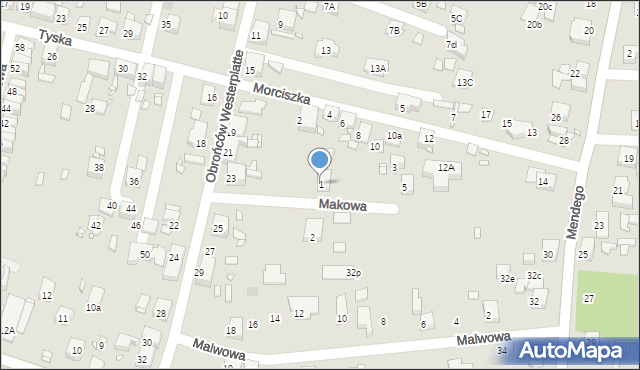 Zabrze, Makowa, 1, mapa Zabrza