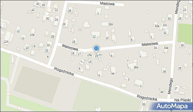 Zabrze, Malwowa, 13, mapa Zabrza