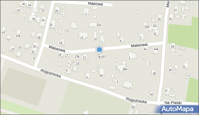 Zabrze, Malwowa, 9, mapa Zabrza