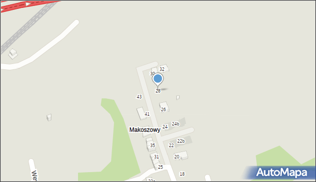 Zabrze, Mańdy Jakuba, ks., 28, mapa Zabrza