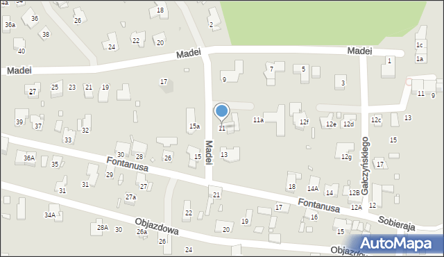 Zabrze, Madei Józefa, ks., 11, mapa Zabrza