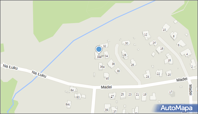 Zabrze, Madei Józefa, ks., 34a, mapa Zabrza