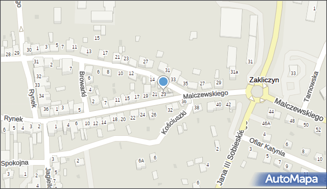 Zakliczyn, Malczewskiego Jacka, 23, mapa Zakliczyn