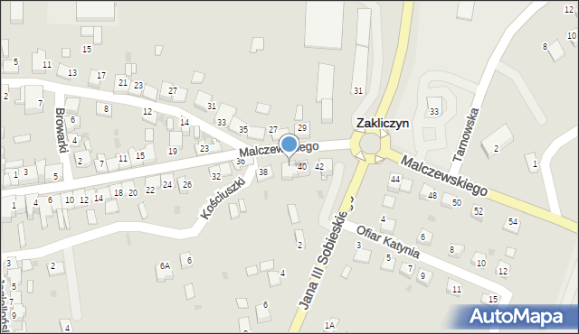 Zakliczyn, Malczewskiego Jacka, 40A, mapa Zakliczyn