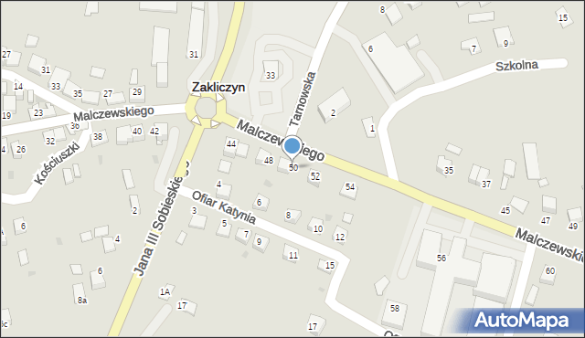 Zakliczyn, Malczewskiego Jacka, 50, mapa Zakliczyn