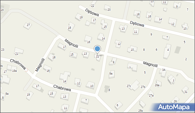 Załom, Magnolii, 11, mapa Załom