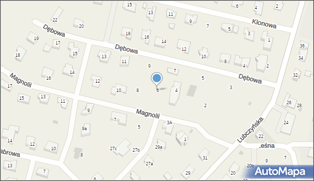 Załom, Magnolii, 6, mapa Załom