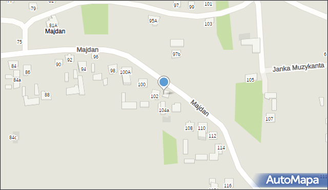 Zamość, Majdan, 104, mapa Zamościa