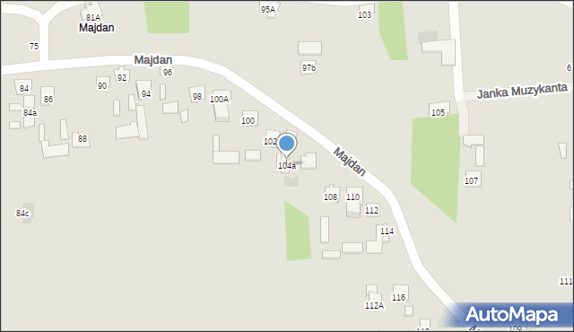 Zamość, Majdan, 104a, mapa Zamościa