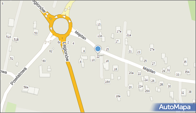 Zamość, Majdan, 12, mapa Zamościa