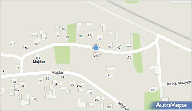 Zamość, Majdan, 95A, mapa Zamościa