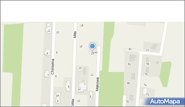 Żanęcin, Makowa, 13, mapa Żanęcin