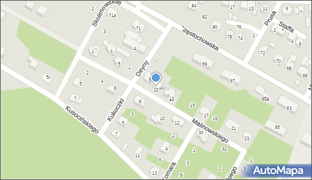 Żarki, Malinowskiego Bronisława, 11, mapa Żarki