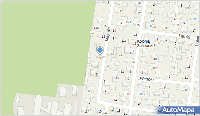 Zaścianki, Majowa, 9, mapa Zaścianki