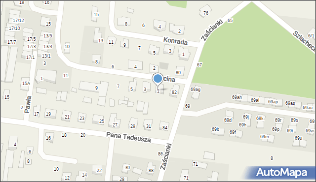 Zaścianki, Marcina, 1, mapa Zaścianki