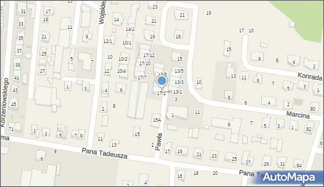 Zaścianki, Marcina, 17/1, mapa Zaścianki