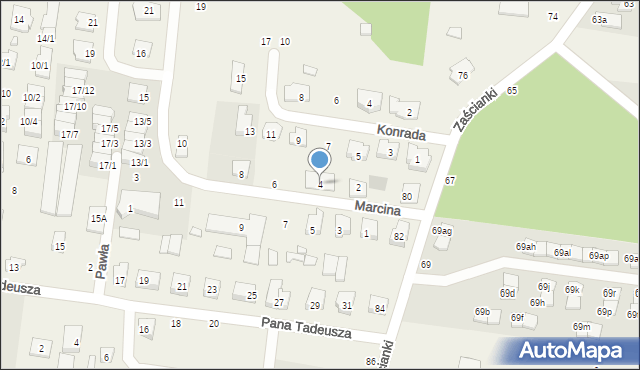 Zaścianki, Marcina, 4, mapa Zaścianki