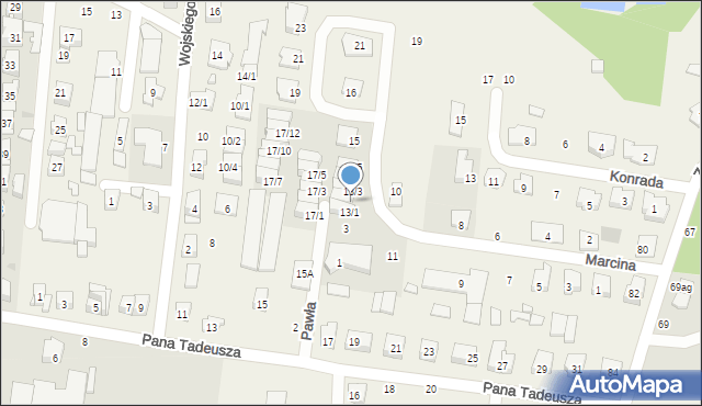 Zaścianki, Marcina, 13/2, mapa Zaścianki