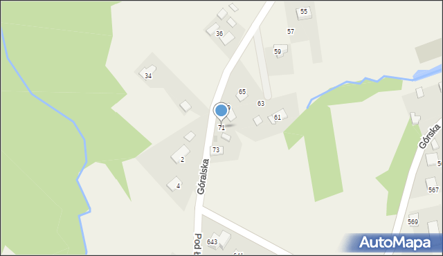 Zawadka, Malownicza, 71, mapa Zawadka