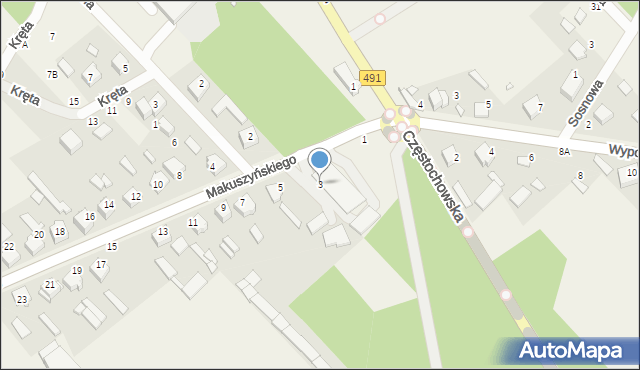 Zawady, Makuszyńskiego Kornela, 3, mapa Zawady