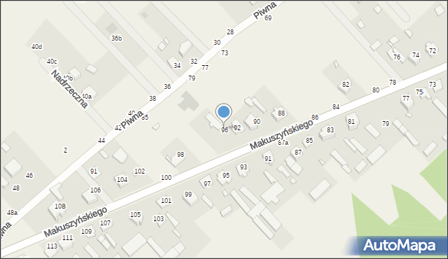 Zawady, Makuszyńskiego Kornela, 96, mapa Zawady