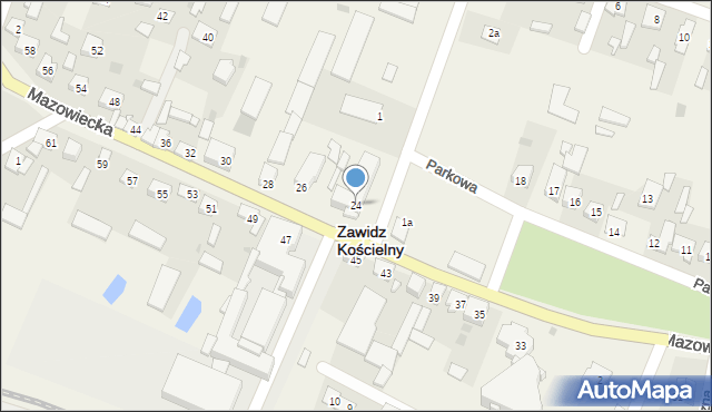 Zawidz Kościelny, Mazowiecka, 24, mapa Zawidz Kościelny