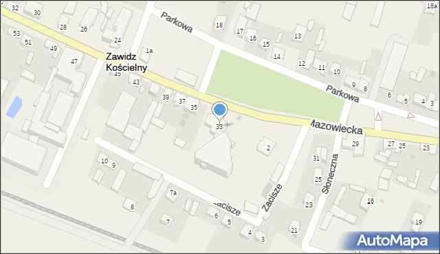 Zawidz Kościelny, Mazowiecka, 33, mapa Zawidz Kościelny