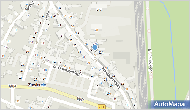 Zawiercie, Marszałkowska, 22, mapa Zawiercie