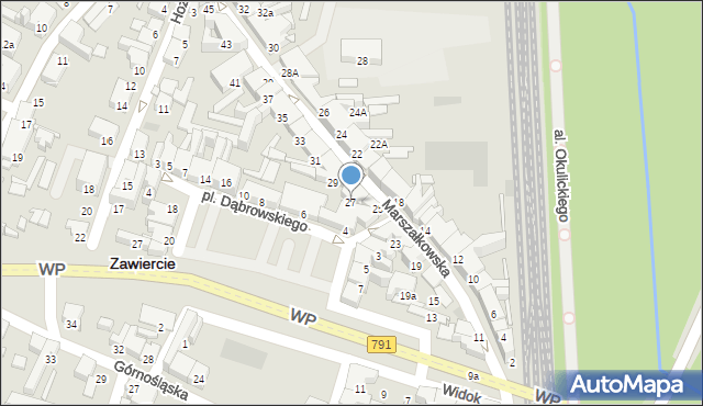 Zawiercie, Marszałkowska, 27, mapa Zawiercie