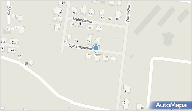 Zielona Góra, Mahoniowa, 28, mapa Zielona Góra