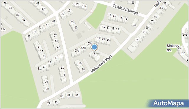 Zielona Góra, Malczewskiego Jacka, 6, mapa Zielona Góra