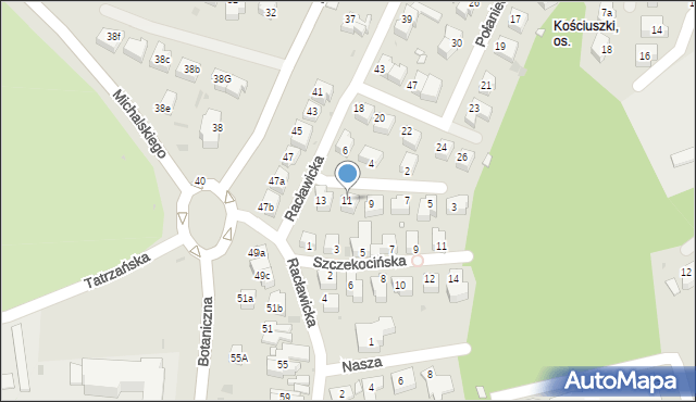 Zielona Góra, Madalińskiego Antoniego Józefa, gen., 11, mapa Zielona Góra