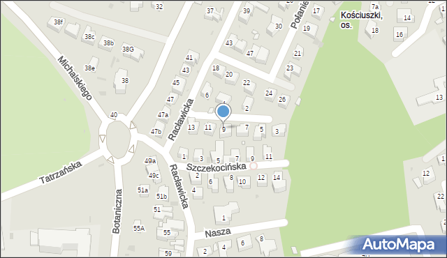 Zielona Góra, Madalińskiego Antoniego Józefa, gen., 9, mapa Zielona Góra