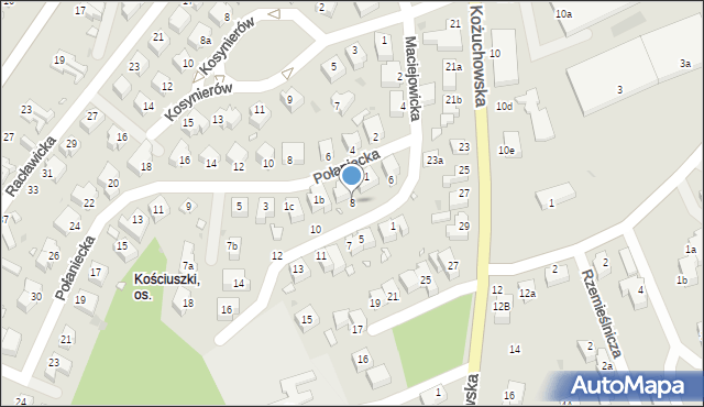 Zielona Góra, Maciejowicka, 8, mapa Zielona Góra