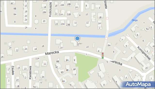 Zielonka, Marecka, 12, mapa Zielonka