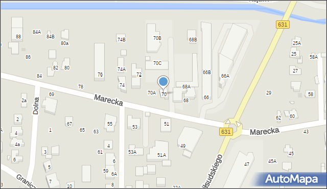 Zielonka, Marecka, 70, mapa Zielonka