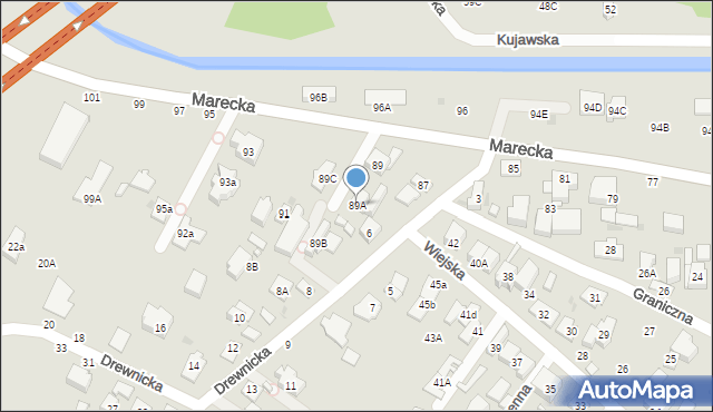 Zielonka, Marecka, 89A, mapa Zielonka
