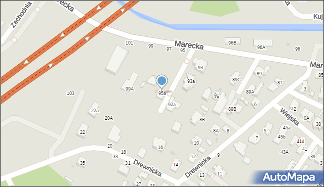 Zielonka, Marecka, 95a, mapa Zielonka