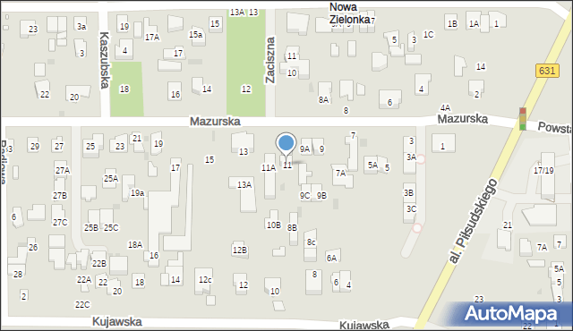 Zielonka, Mazurska, 11, mapa Zielonka