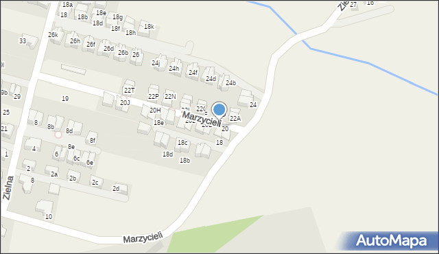 Zielonki, Marzycieli, 20A, mapa Zielonki