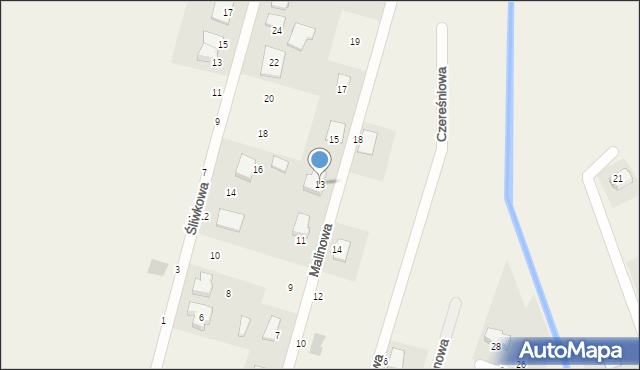 Żórawina, Malinowa, 13, mapa Żórawina