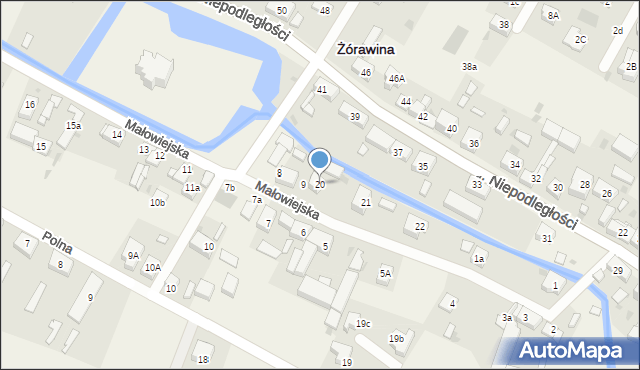 Żórawina, Małowiejska, 20, mapa Żórawina